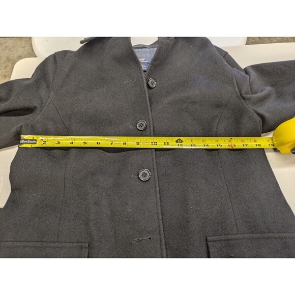 Brooks Brothers 346 Women's Wool Cashmere Belted Black Pea Coat Pockets Size 8 - Picture 10 of 15
